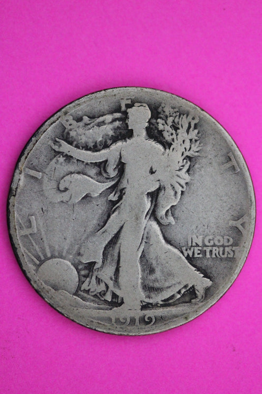 1919 D Walking Liberty Silver Half Dollar Guaranteed Authentic Genuine Coin 2356