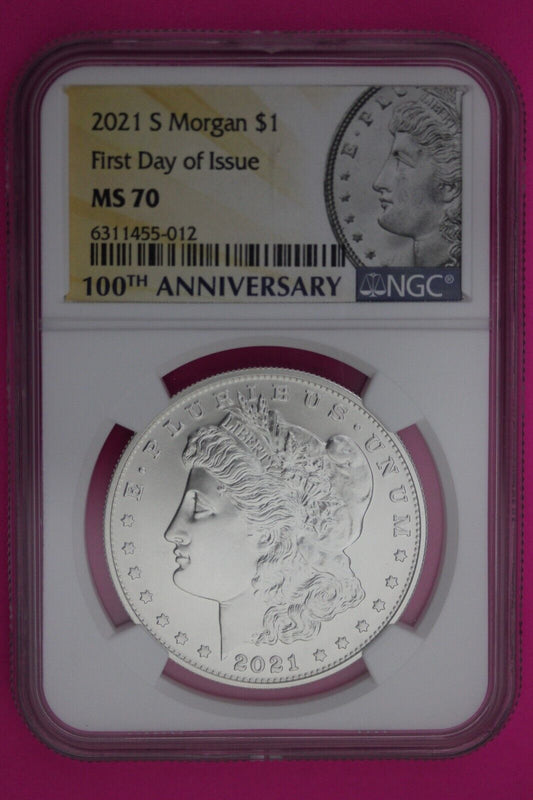 Rare 2021 S MS 70 Morgan Silver Dollar NGC Graded Certified Slab 1rst Day 647