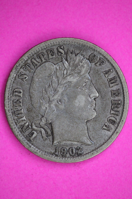 1902 P Barber Liberty Dime Guaranteed Authentic & Genuine Silver Coin 2986