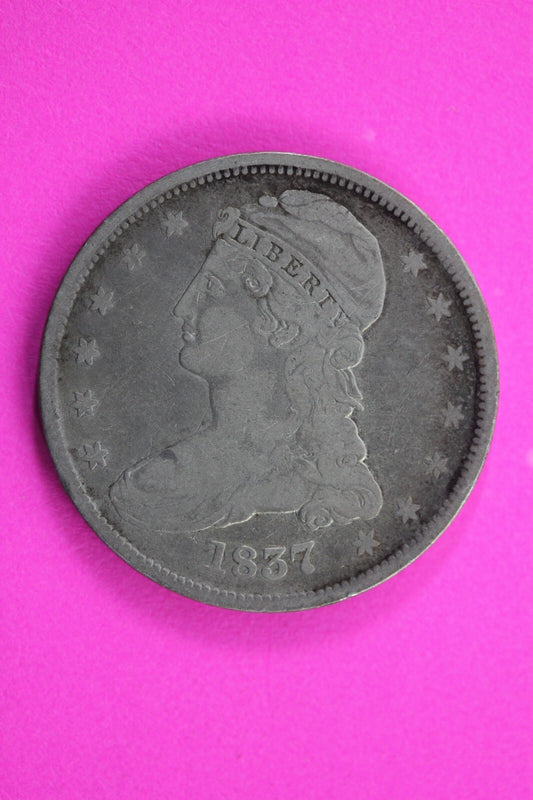 1837 Capped Bust Half Dollar Exact Coin In Pics Silver Rare Semi Key Date 37