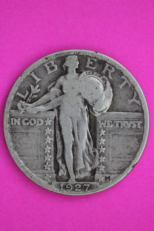 1927 P Standing Liberty Silver Quarter Semi Key Date Coin Guaranteed Real 0616N