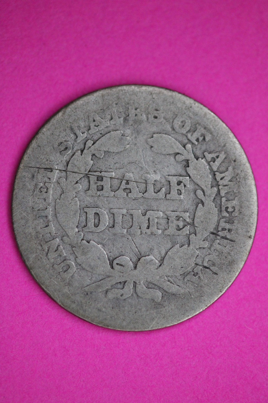 1854 P Seated Half Dime Silver Exact Coin Shown Filler Damaged Bent 2742