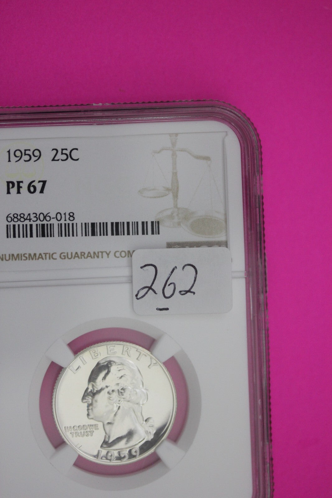 1959 PF 67 Proof Washington Silver Quarter NGC Certified Graded Authentic 262