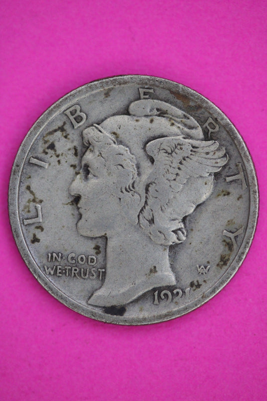 1921 P Mercury Liberty Dime Silver Coin Guaranteed Genuine American Seller 2572