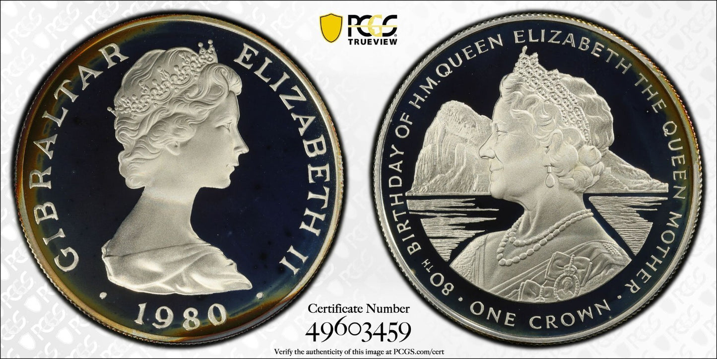 Finest Known 1980 PR 69 DCAM Gibraltar Queen Elizabeth Birthday PCGS Silver 718