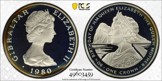 Finest Known 1980 PR 69 DCAM Gibraltar Queen Elizabeth Birthday PCGS Silver 718