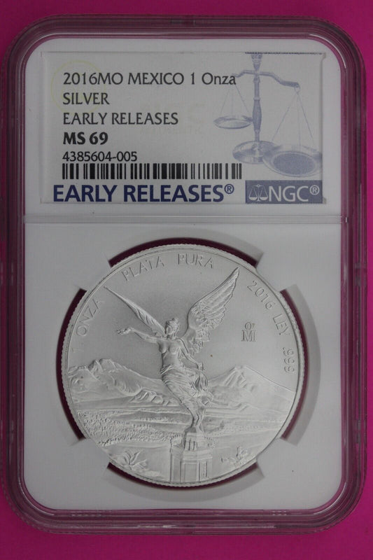 2016 MS 69 Mexico Libertad 1 Onza 1 OZ .999 Silver NGC Certified Graded Slab 596