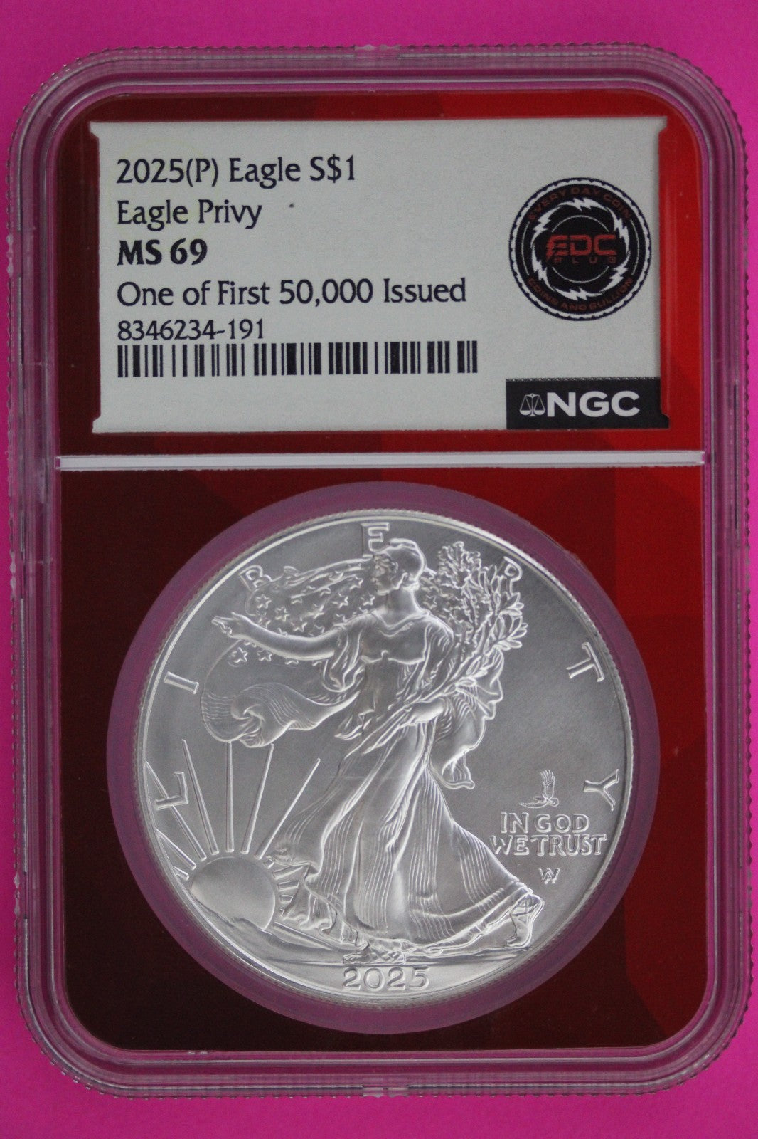 Eagle Privy 2025 (P) MS 69 Silver Eagle Coin 1 of 1rst 50,000 NGC Graded 850