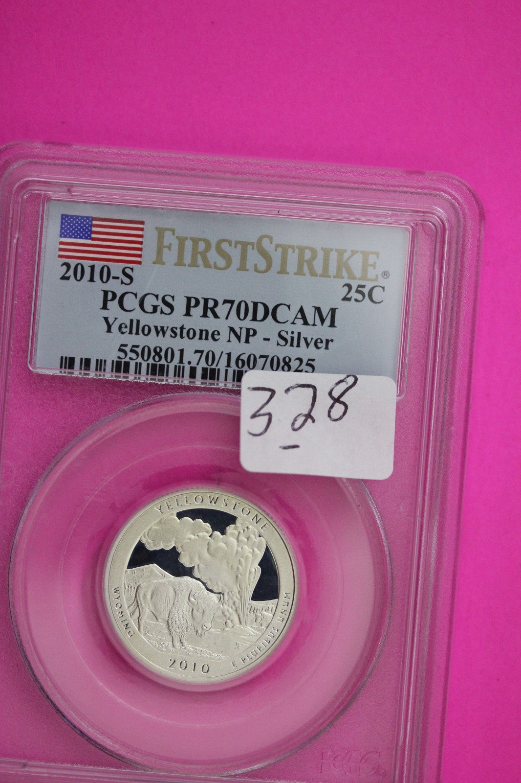 2010 S PR 70 Silver Quarter Yellowstone Park ATB PCGS Graded Certified Slab 328