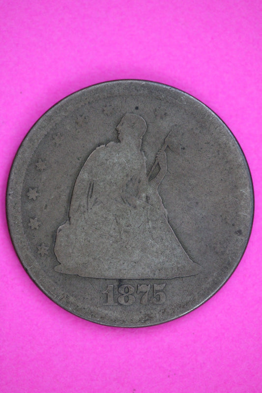 1875 S 20 Twenty Cent Silver Coin Guaranteed Authentic & Genuine USA Seller 2836