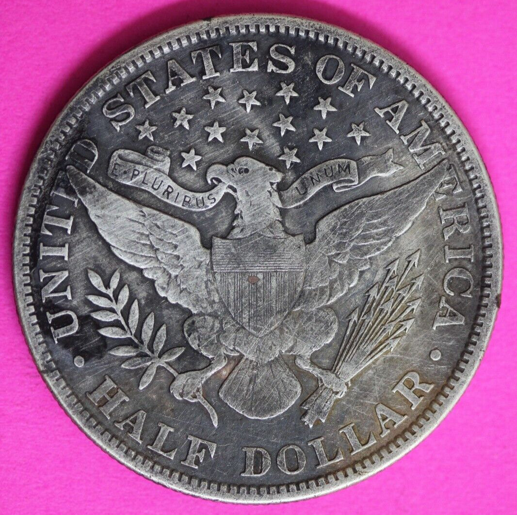 Toned 1907 P Barber Liberty Half Dollar Silver Scarce Semi Key Date Coin 76