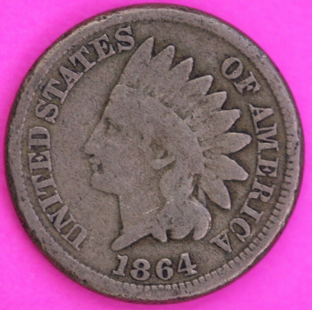 1864 Odd Rim Copper Nickel Indian Head Cent Penny Type Exact Coin Shown 340