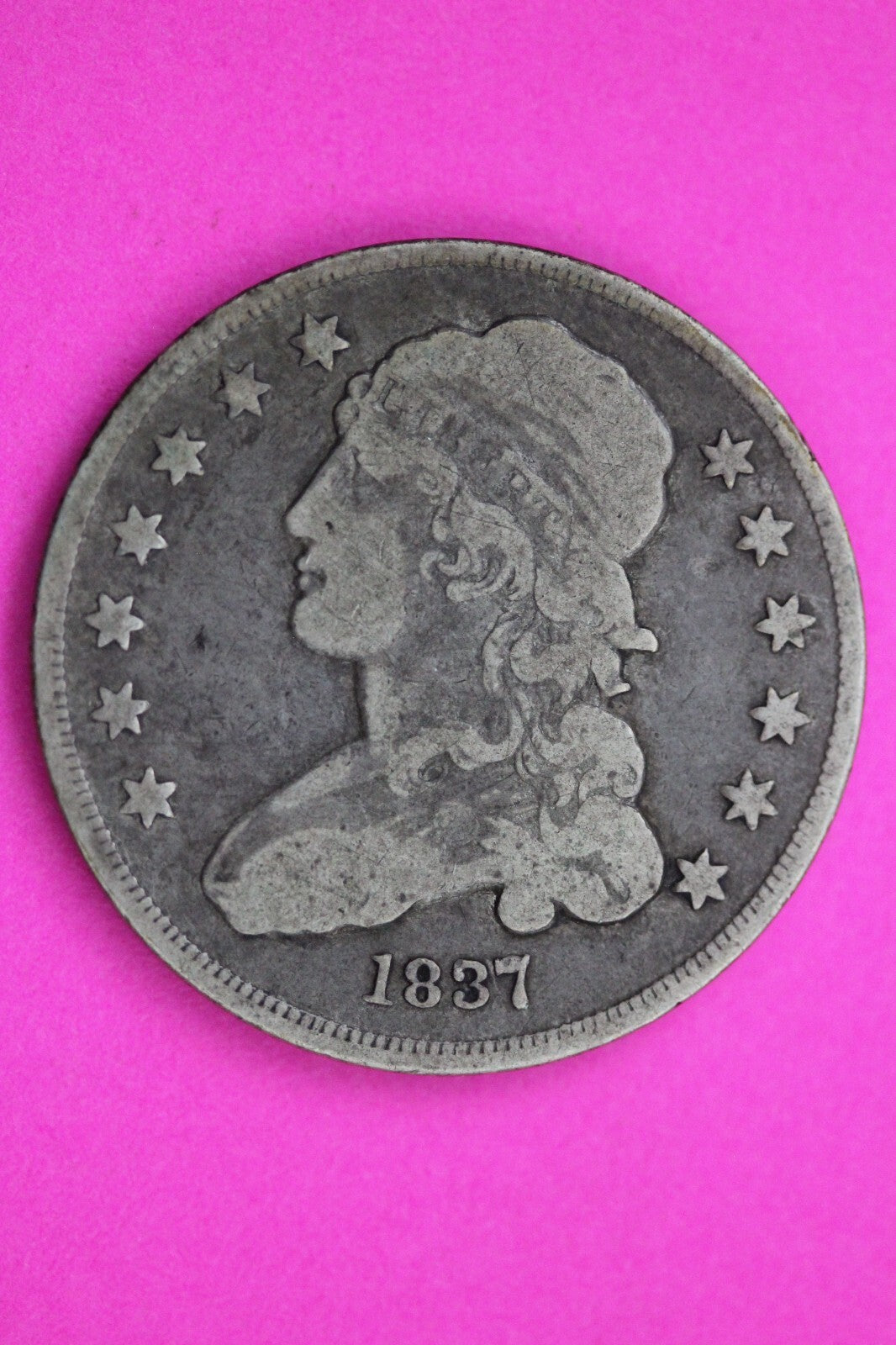 1837 Bust Cap Quarter Lady Liberty Rare Silver Key Date Coin Authentic R3 0567N