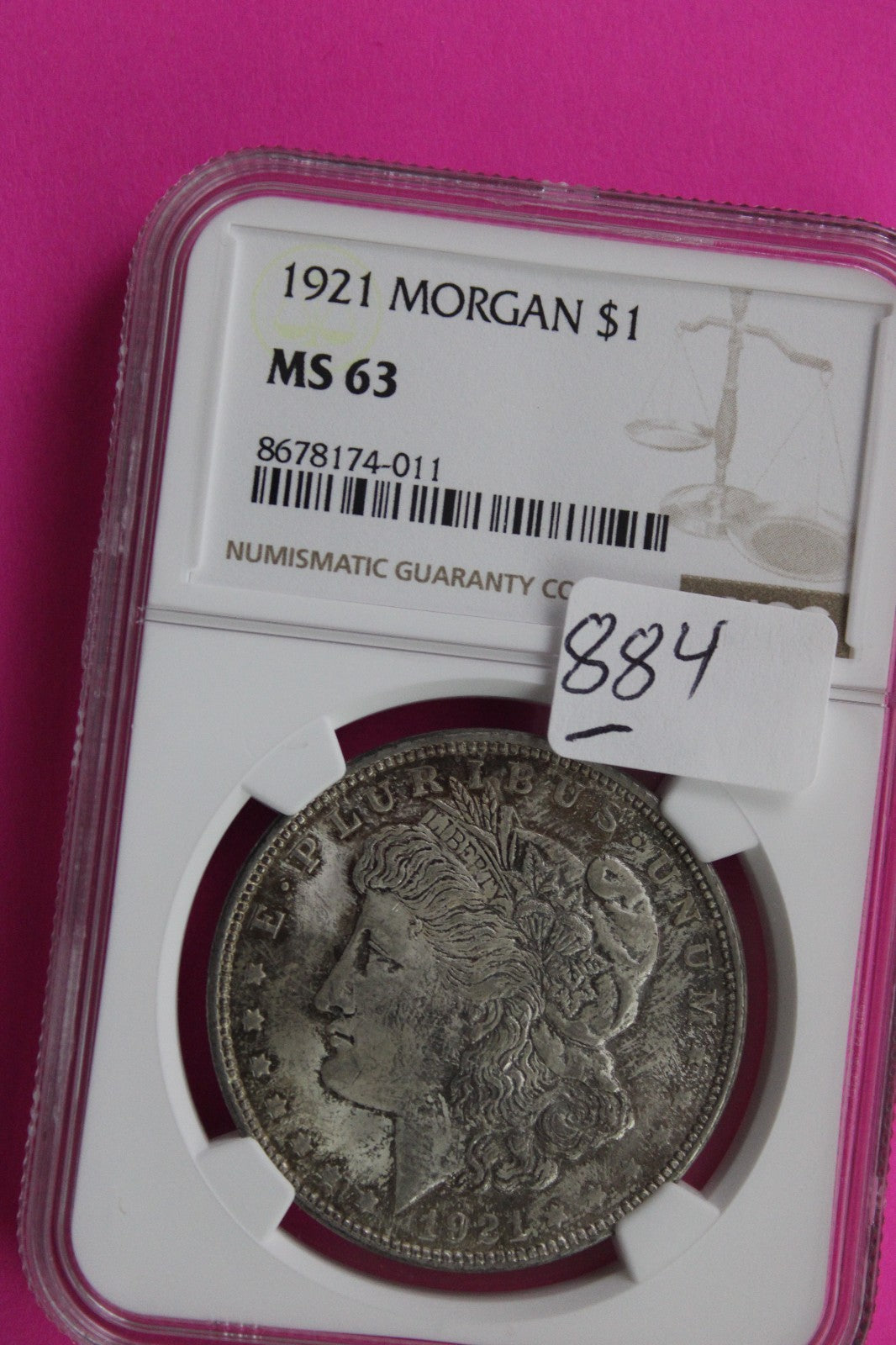 1921 P MS 63 Liberty Morgan Silver Dollar NGC Certified Graded Authentic 884