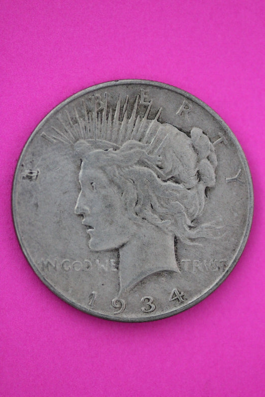 1934 D Liberty Peace Silver Dollar Scarce Semi Key Date Coin Denver Mint 21