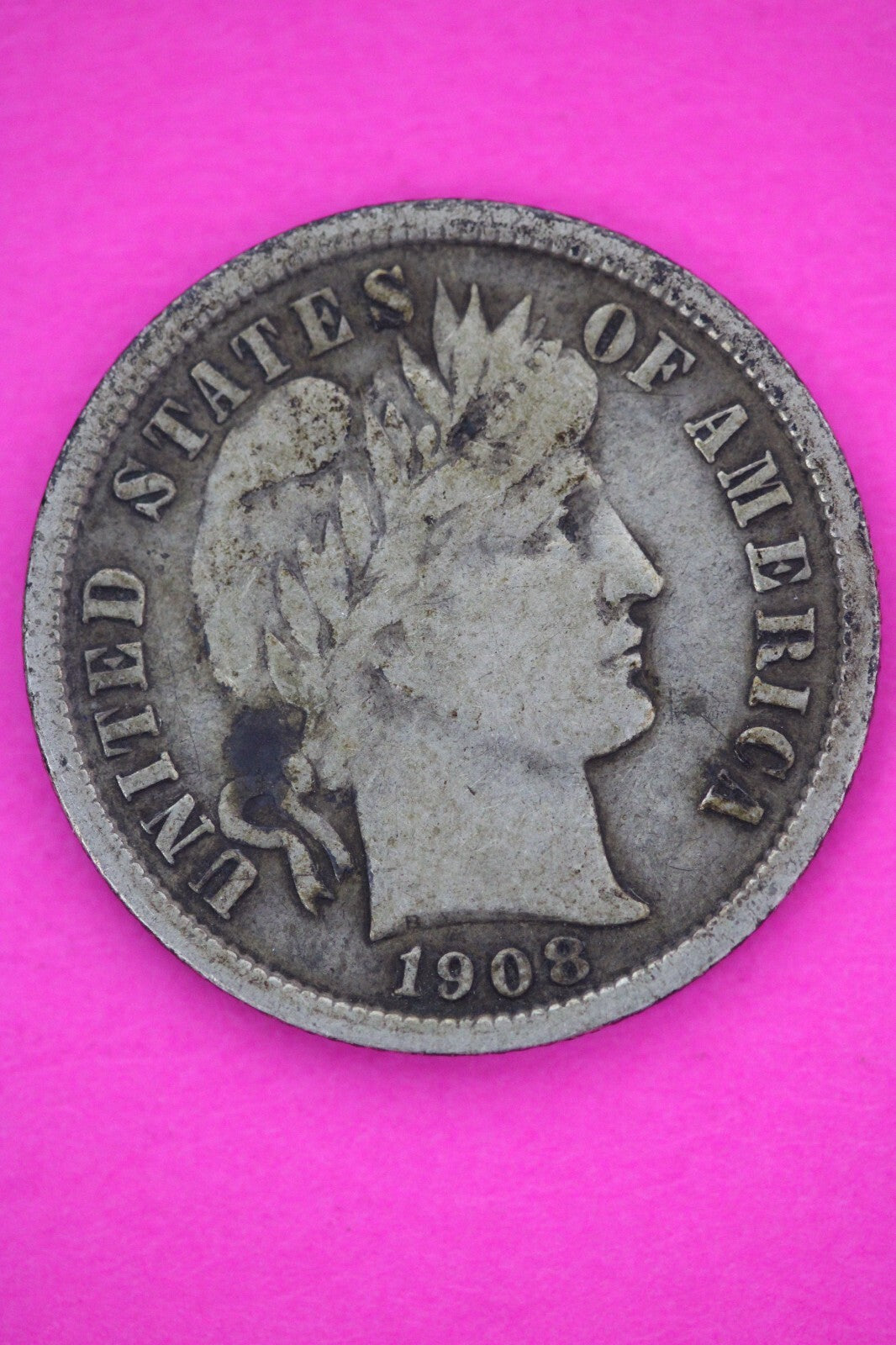 1908 P Barber Liberty Dime Scarce Semi Key Date Coin Philadelphia Mint 136