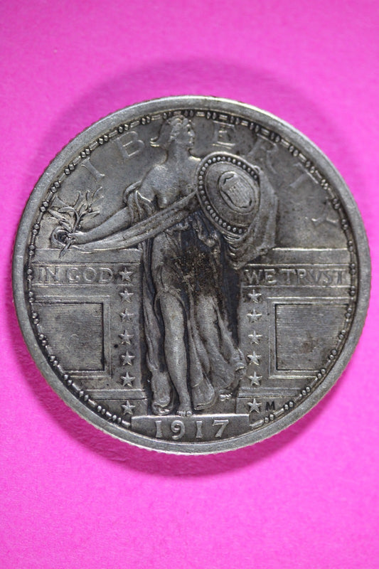 High Grade Full Head 1917 P Type 1 Standing Liberty Silver Quarter Genuine 2501