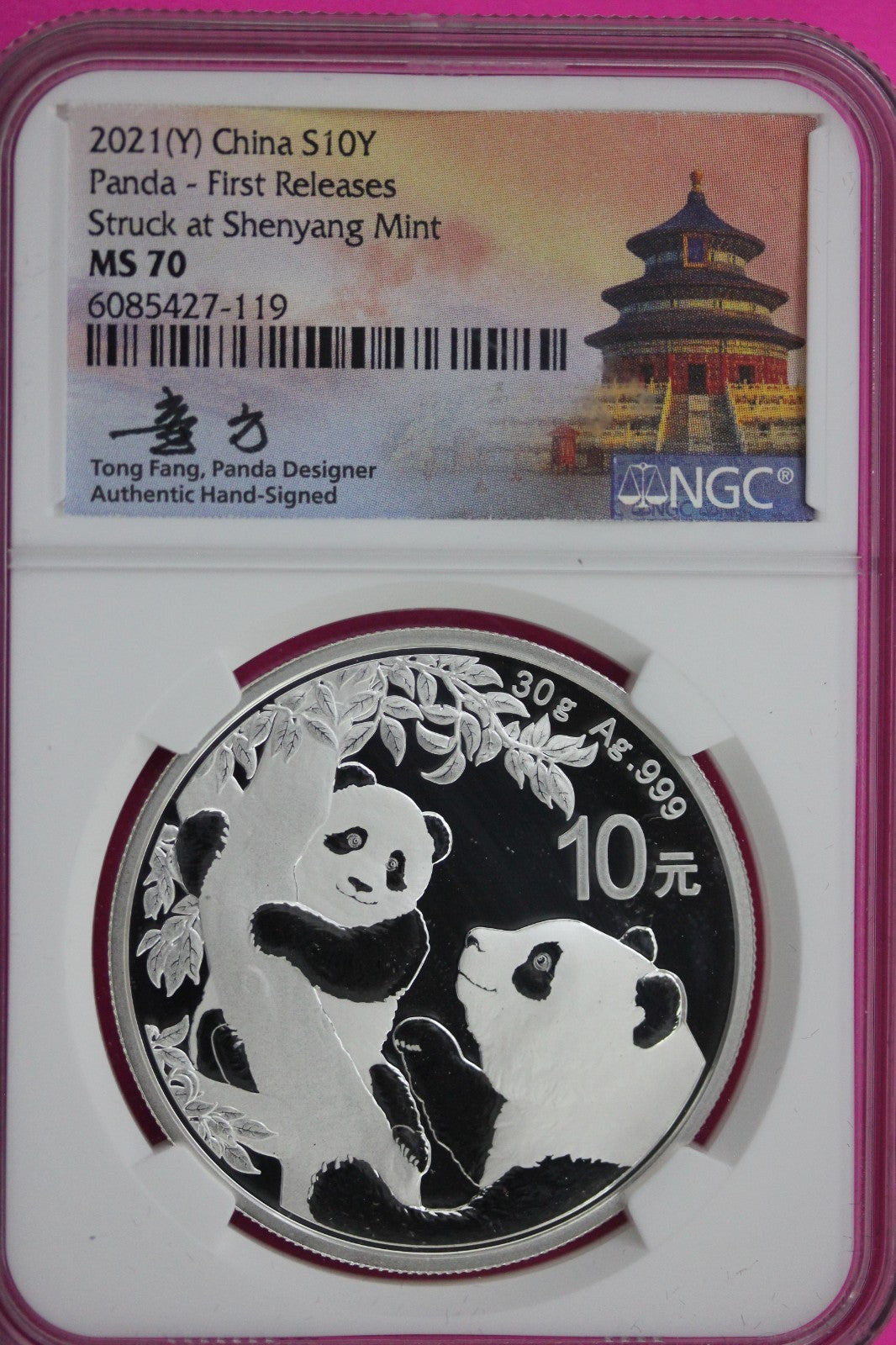 2021 MS 70 China Panda Shenyang 1 OZ 999 Silver NGC Certified Authentic Slab 171