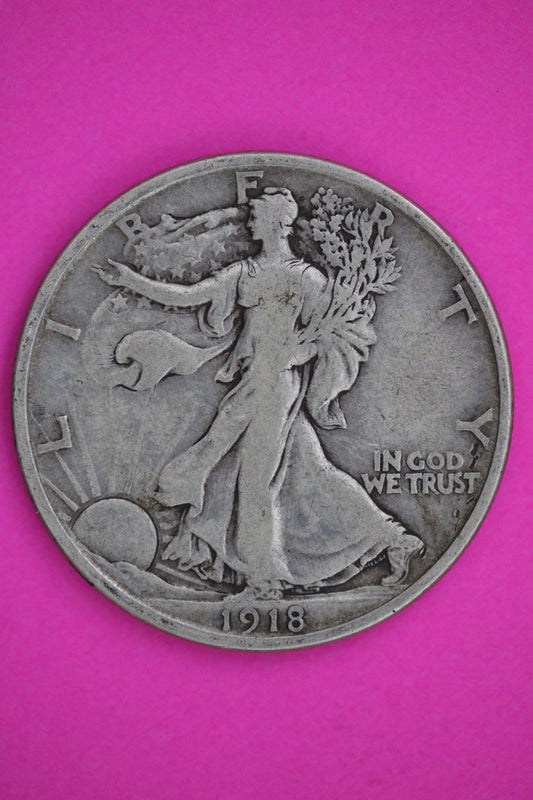 1918 D Walking Liberty Walker Half Dollar Coin Guaranteed Authentic Genuine 2412