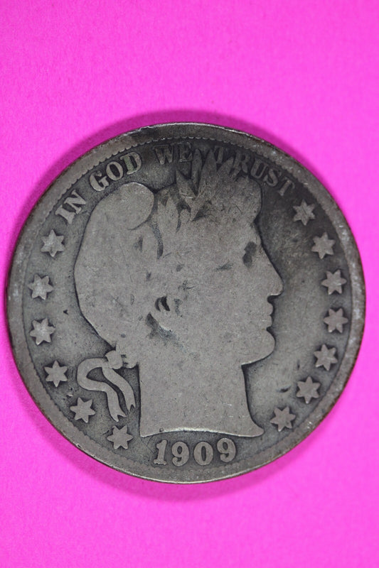 1909 S Inverted S Barber Liberty Half Dollar Scarce Semi Key Date Coin 218