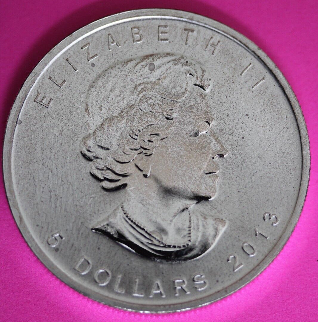 Gem BU 2013 Canada $5 Dollars 1 Ounce Silver Maple Leaf Same Coin In Pics CAF17