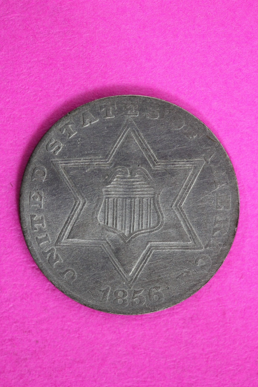 High Grade 1856 Trime 3 Three Cent Silver Dime Rare  Semi Key Date Coin 136