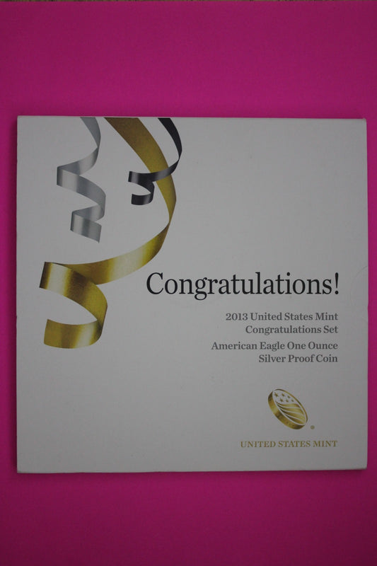 Gem 2013 W Congratulations U.S. Mint Set Proof Deep Cameo Silver Eagle COA 9058
