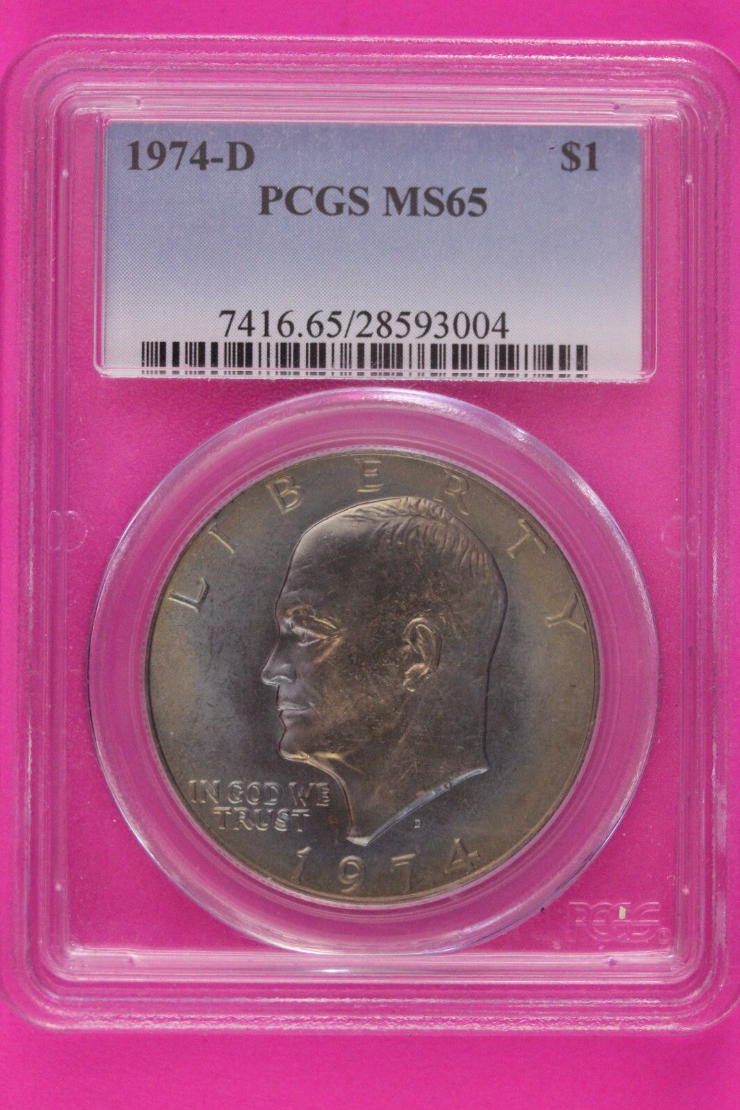Rainbow Toned 1974 D MS 65 Ike Eisenhower Dollar PCGS Certified Graded 941