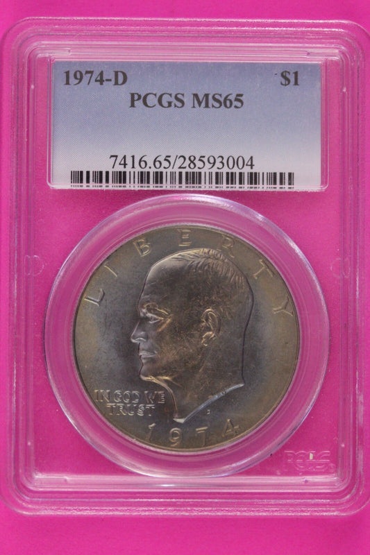 Rainbow Toned 1974 D MS 65 Ike Eisenhower Dollar PCGS Certified Graded 941