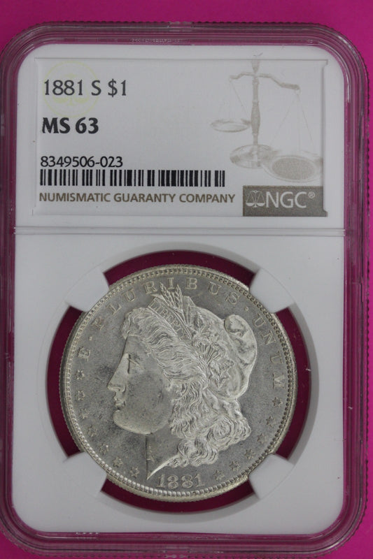 1881 S MS 63 Liberty Morgan Silver Dollar NGC Certified Graded Authentic 1138