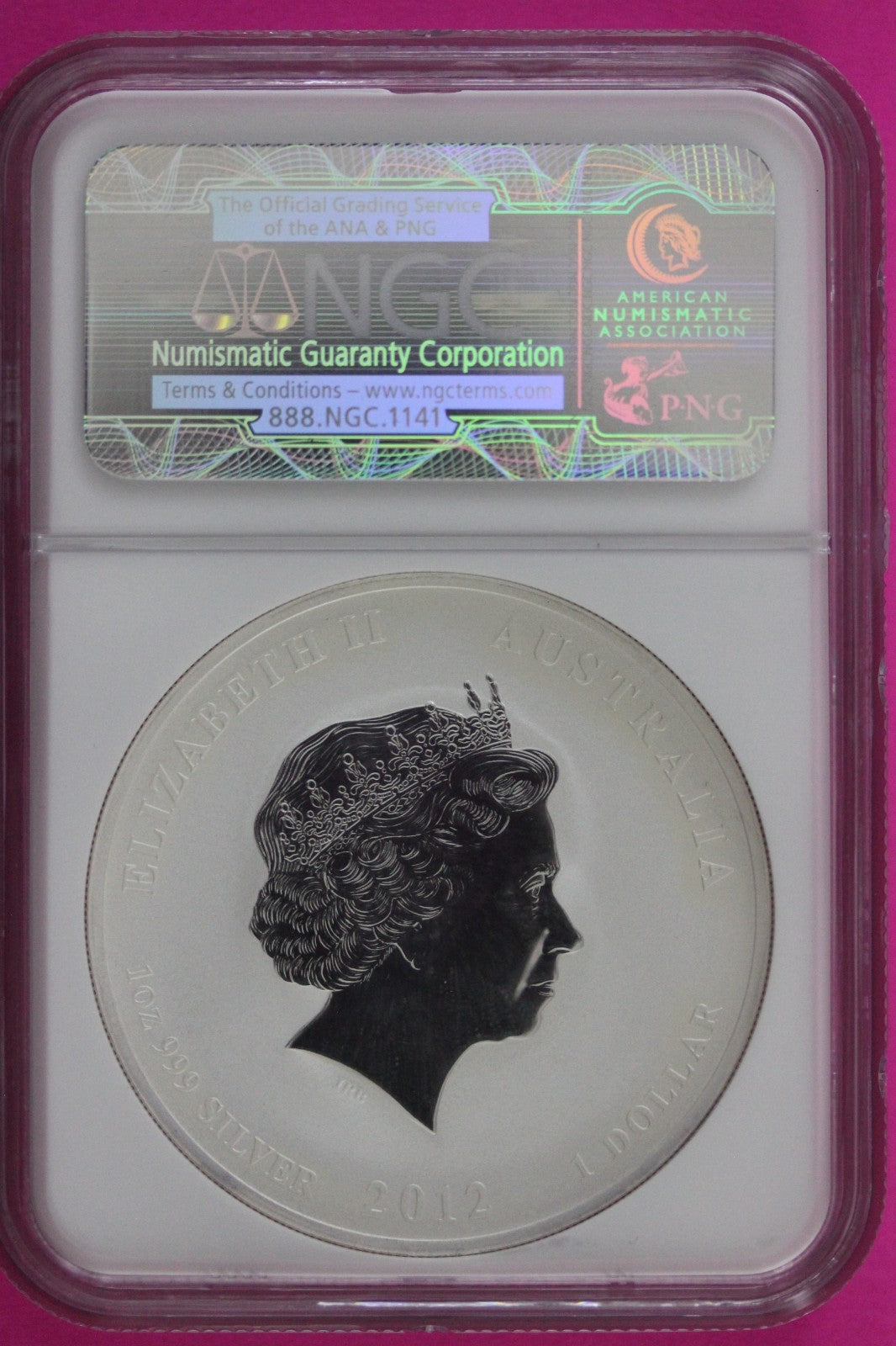 2012 P MS 69 Colorized Australia Year Of The Dragon $1 Silver Coin NGC Slab 972