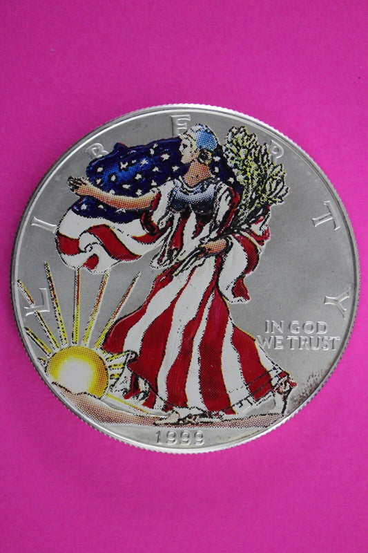 Colorized 1999 American Silver Eagle 1 Ounce .999 Fine Exact Coin Shown N0525