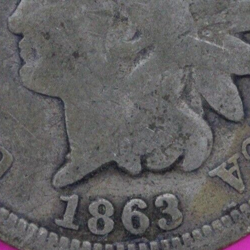 1863 Copper Nickel Indian Head Cent Penny Exact Early Type Coin Pictured 206