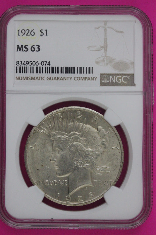 1926 P MS 63 Liberty Peace Silver Dollar NGC Certified Graded Authentic Coin 705