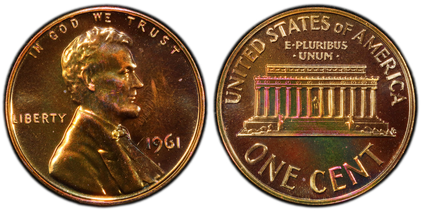 Toned 1961 PR 67 RB Abraham Lincoln Memorial Cent PCGS Graded Certified Slab 419