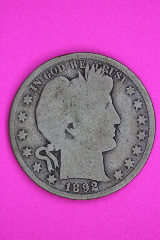 1892 P Barber Liberty Half Dollar Silver Coin Guaranteed Authentic Genuine 1494