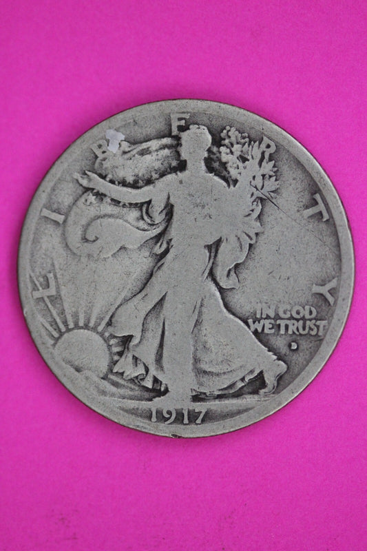 1917 Obverse D Walking Liberty Silver Half Dollar Guaranteed Authentic Coin 1513