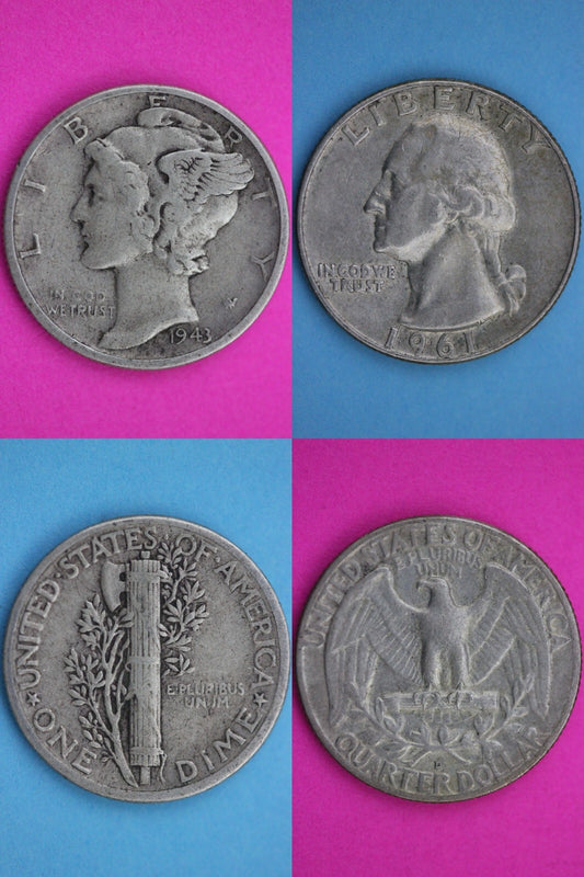 6 Standard Ounces Coin Weight 90% Silver Junk Washington Quarters Mercury Dimes