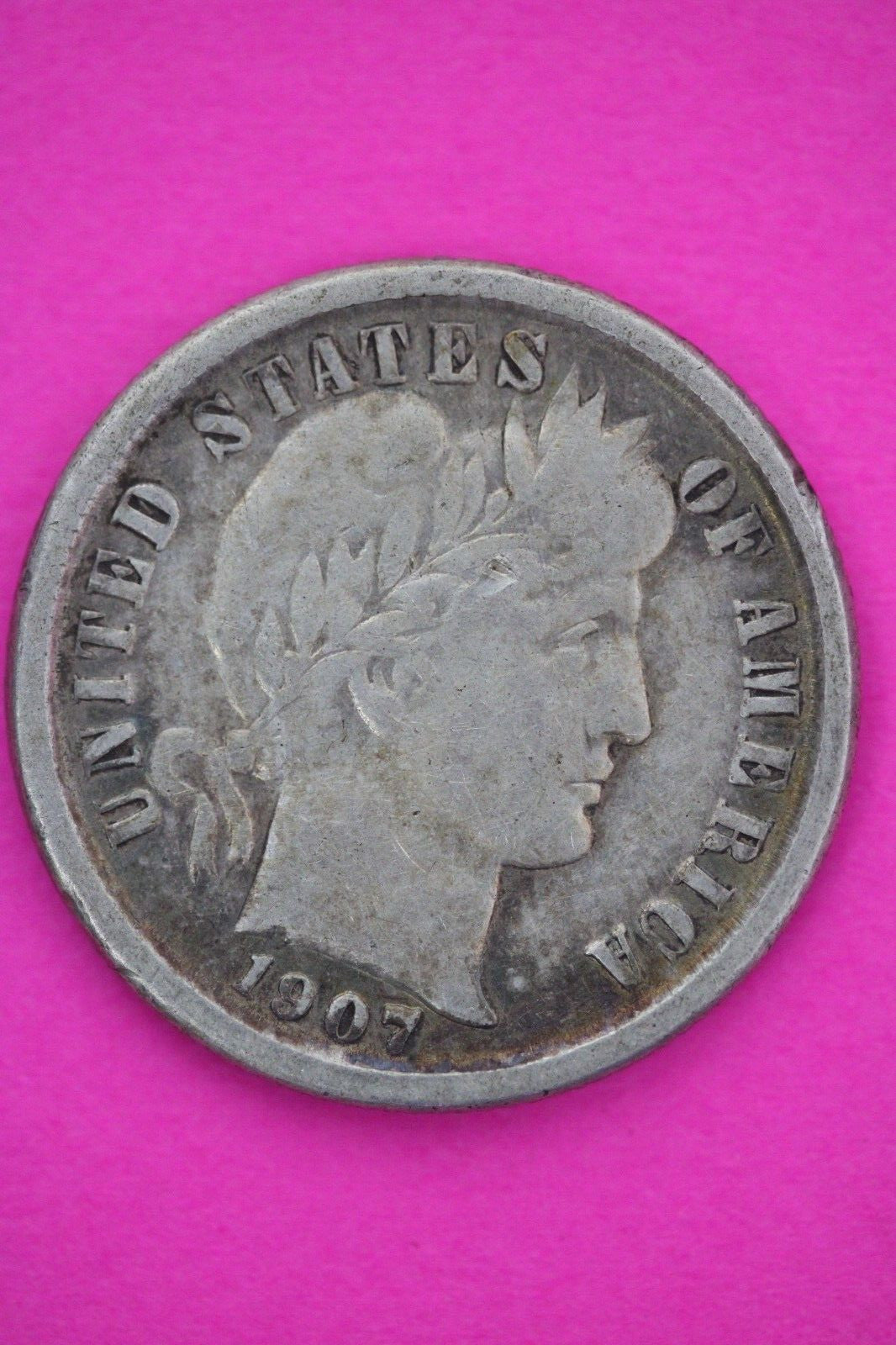 1907 O Barber Liberty Dime Scarce Semi Key Date Silver Coin New Orleans Mint 168