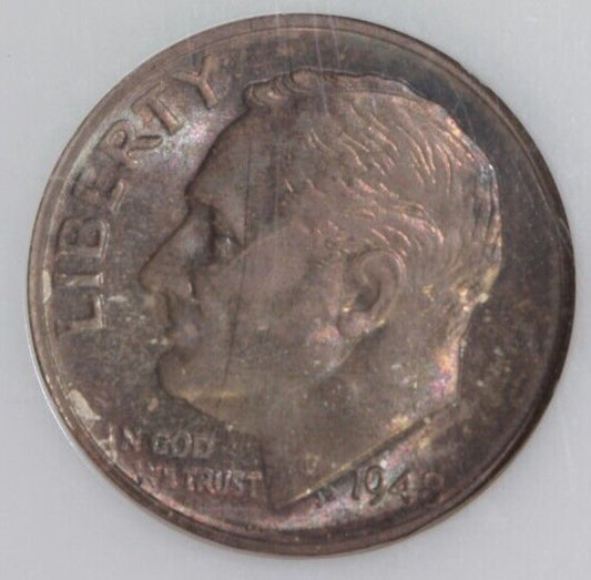 Rainbow Toned 1948 S MS 65 Roosevelt Dime NGC Certified Authentic Slab OCE 517