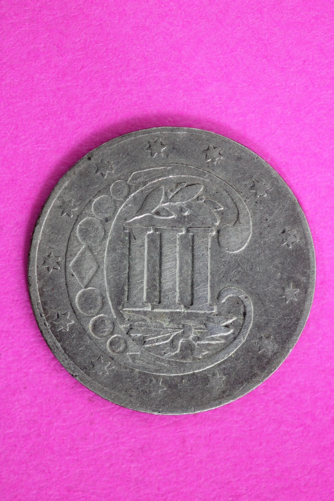 High Grade 1857 Trime 3 Three Cent Silver Dime Rare Semi Key Date Coin 132