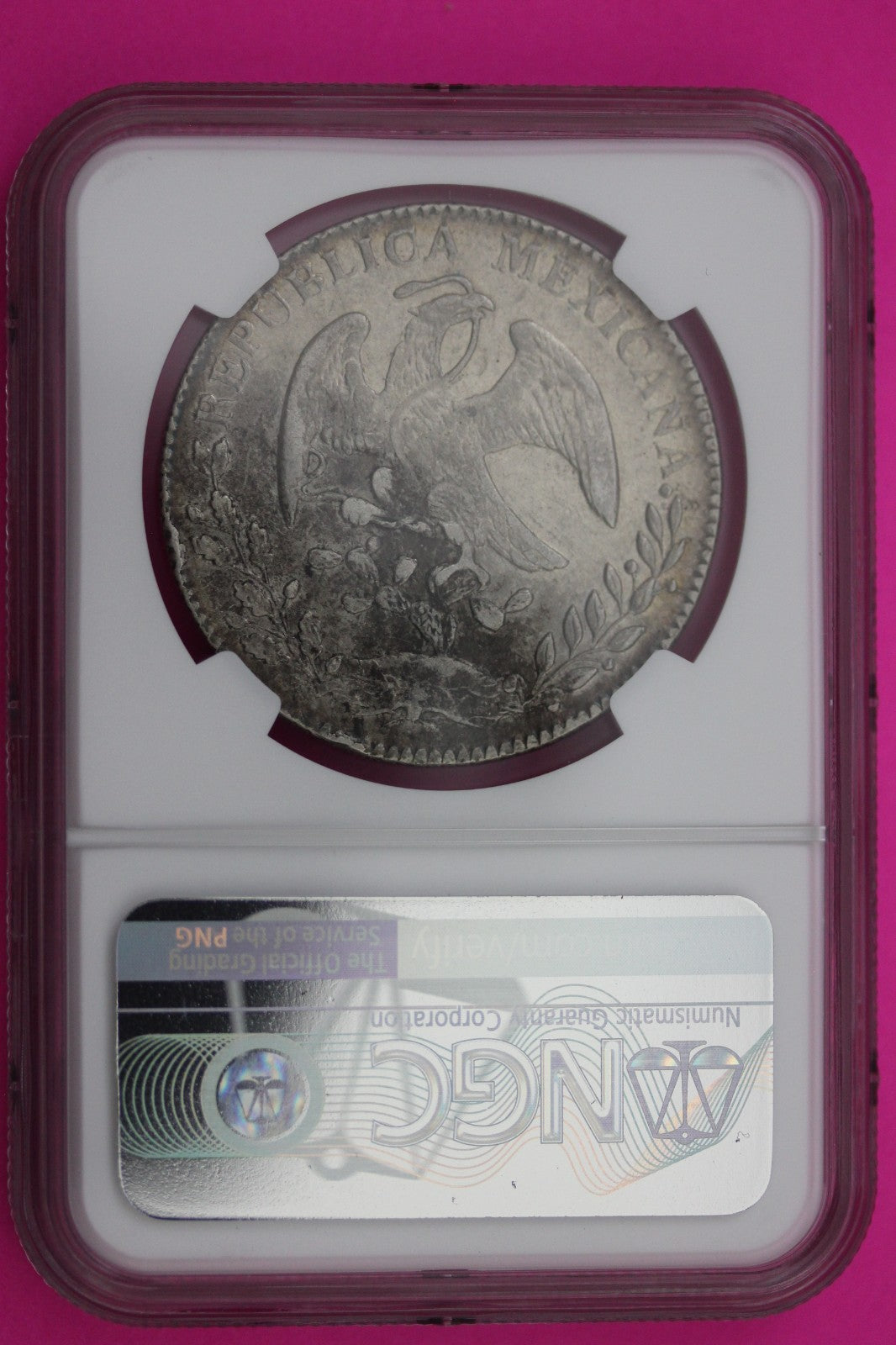 1857 6GO P Mexico 8 Reales AU Details Rev Cleaned NGC Authentic Graded Slab 582