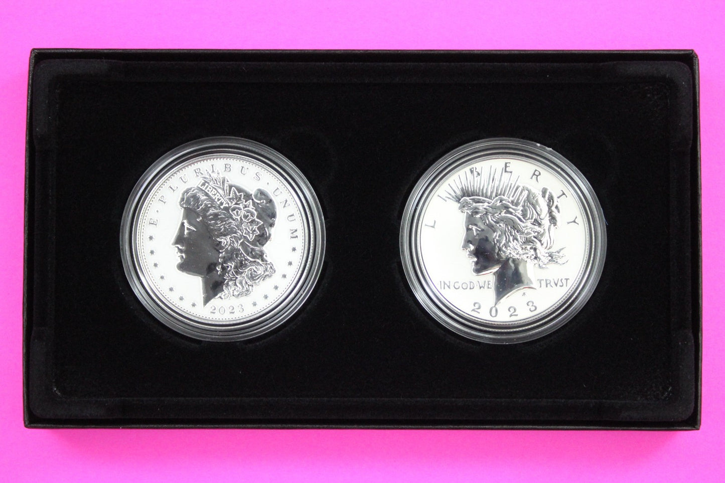 Gem 2023 Morgan & Peace Dollar Reverse Proof 1.7 Ounces of Silver Box & COA 7070