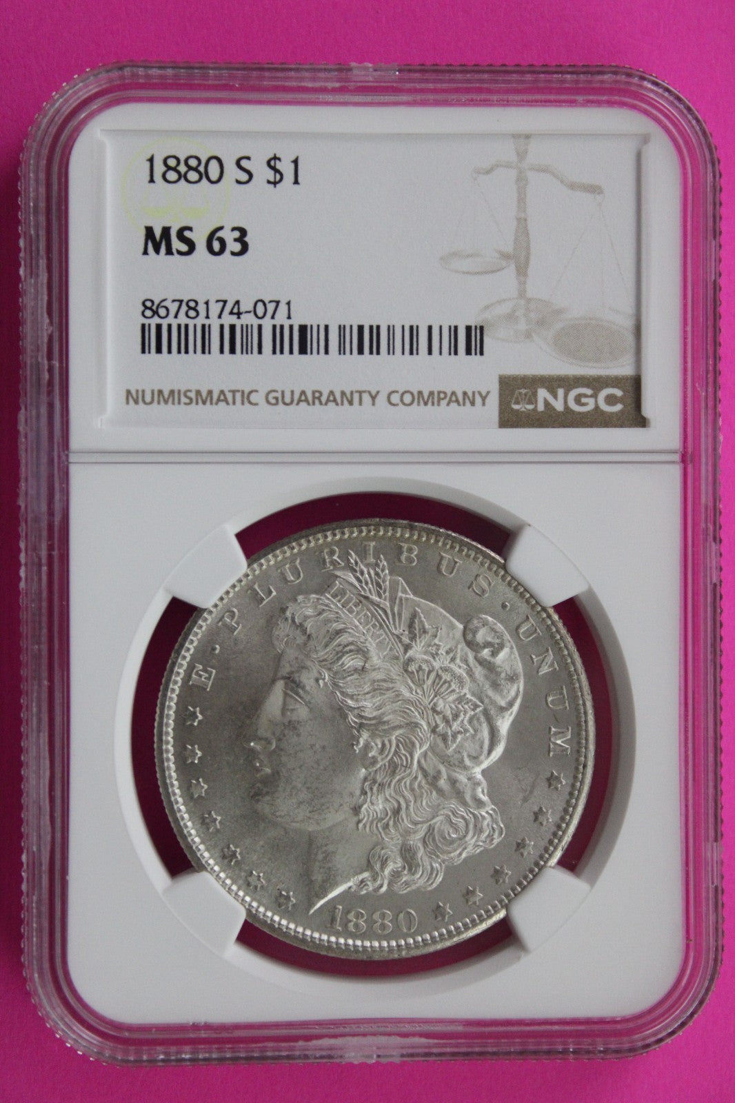 1880 S MS 63 Liberty Morgan Silver Dollar NGC Certified Graded Authentic 775