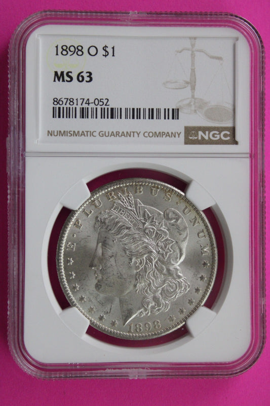 1898 O MS 63 Liberty Morgan Silver Dollar NGC Certified Graded Authentic 837