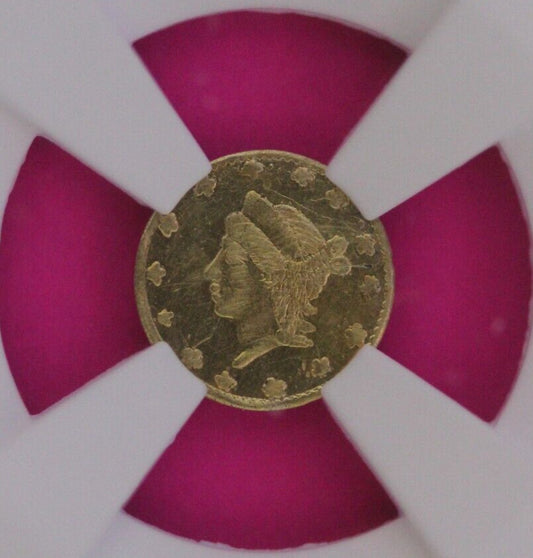 1864 California Gold Fractional Liberty Head AU Details Cleaned BG-821 NGC 605