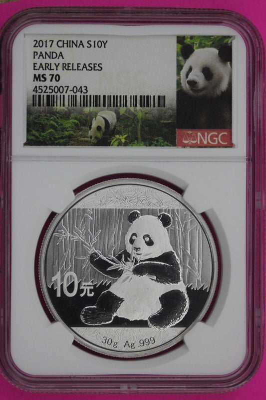 2017 MS 70 China Panda Early Releases 1 OZ Silver Coin NGC Graded Authentic 1153