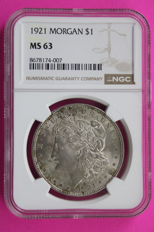 1921 P MS 63 Liberty Morgan Silver Dollar NGC Certified Graded Authentic 873
