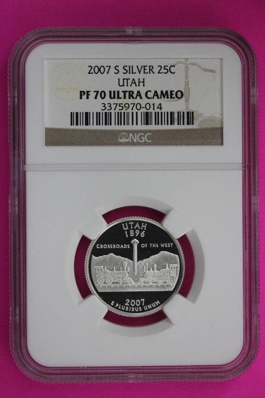 2007 S PF 70 Utah Silver State Quarter NGC Certified Authentic Slab 467