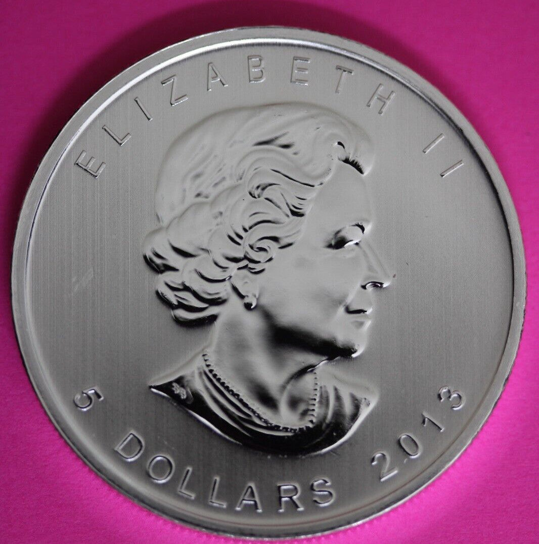 Gem BU 2013 Canada $5 Dollars 1 Ounce Silver Maple Leaf Same Coin In Pics CAF22